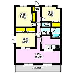 リジョンC 3LDKの間取図画像