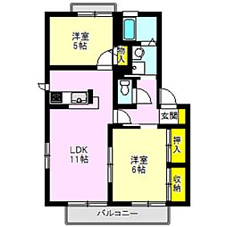 セレナーデ 2LDKの間取図画像