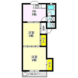 シャトレー 2DKの間取図画像