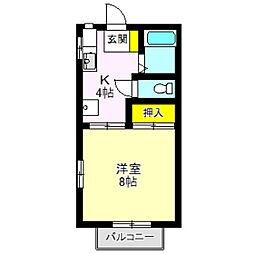 メゾンド・フィーユB 1Kの間取図画像
