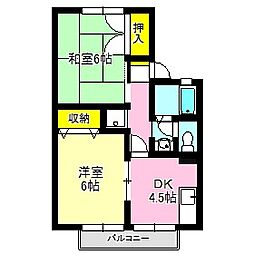 ウェルフィールドB 2DKの間取図画像