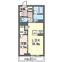 彩雲 1LDKの間取図画像