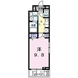 メゾングラース3 1Kの間取図画像
