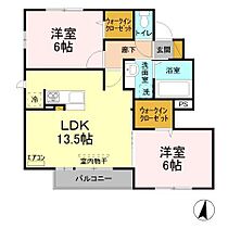 Azure（アズ－ル） A 102 ｜ 茨城県つくばみらい市紫峰ヶ丘5丁目（賃貸アパート2LDK・1階・58.73㎡） その2