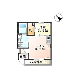 ＦＫ5 1階1LDKの間取り