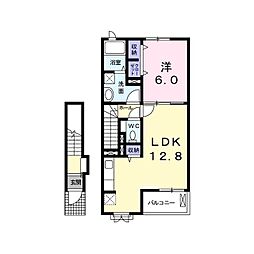 アルドーレI 2階1LDKの間取り