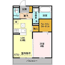 ゼピュロスみどりの　C棟 1階1LDKの間取り