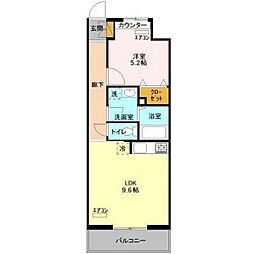 エキスポコンフォートII 4階1LDKの間取り
