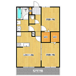 レジデンス二の宮 4階2LDKの間取り