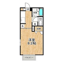 Supreme成城B 1Kの間取図画像