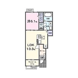 モダン ヴィラ 1LDKの間取図画像