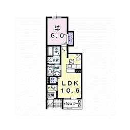 アムール・ボヌール 1LDKの間取図画像