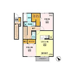ジャルダン・ドゥ・ローズ 2LDKの間取図画像