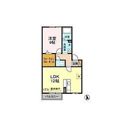 リビングタウンみどりのC 1LDKの間取図画像