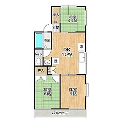 H.M竹園 3DKの間取図画像