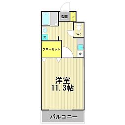 ハッピーオレンジ 1Kの間取図画像