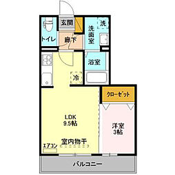 ゼピュロスみどりのF 1LDKの間取図画像