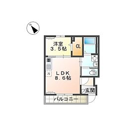 FK5 1LDKの間取図画像