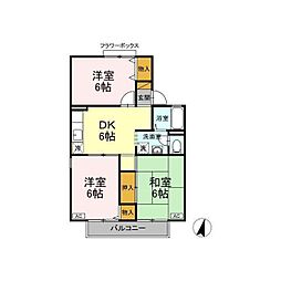 クレスト松代A 3DKの間取図画像