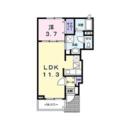 ヴィラ・フリューゲル 1LDKの間取図画像