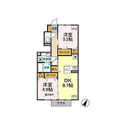 かえで2 2DKの間取図画像