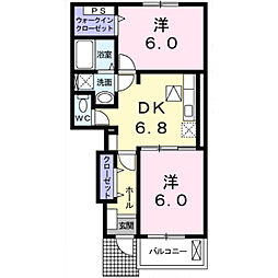 アイリスA 2DKの間取図画像