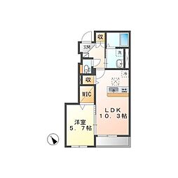 hermana　VI 1階1LDKの間取り