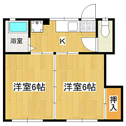福田コーポA 2Kの間取図画像