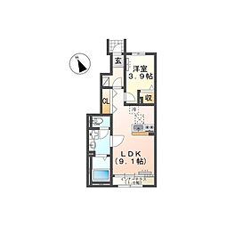 フェイジョアD(仮) 1LDKの間取図画像