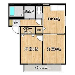 グランシードB 2DKの間取図画像