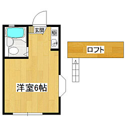 めぐみハイツB棟 1Kの間取図画像