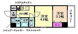 ウィズナスコート九条南 2Kの間取図画像