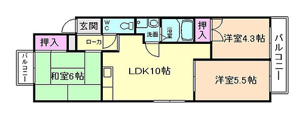 リーガルハウス清風荘 303｜大阪府豊中市清風荘1丁目(賃貸マンション3LDK・3階・52.18㎡)の写真 その2