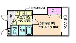 阪急宝塚本線 石橋阪大前駅 徒歩7分の賃貸マンション 3階1Kの間取り