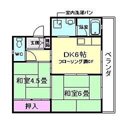 阪急箕面線 桜井駅 徒歩3分の賃貸マンション 2階2DKの間取り