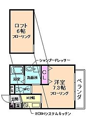 ウエストアップパークサイド 1Kの間取図画像