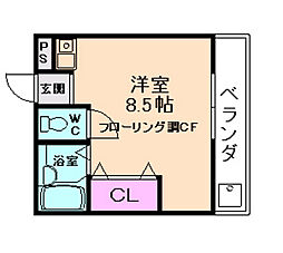 スカイコート柴原町 ワンルームの間取図画像