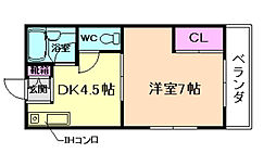 エストー1小野原 1DKの間取図画像