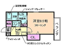 クレストフォルム石橋 1Kの間取図画像
