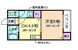 エル・ドラド箕面2 1Kの間取図画像