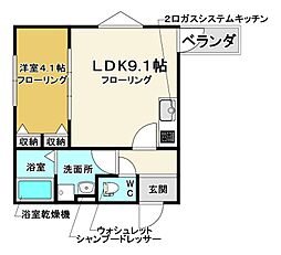 La-Crea池田リーフィア 1LDKの間取図画像