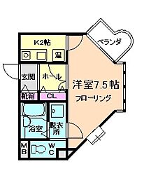 ザ・スタンホープ21 1Kの間取図画像