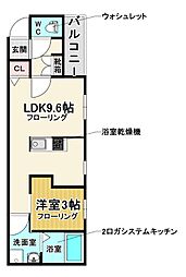 ルッソ豊中蛍池 1LDKの間取図画像