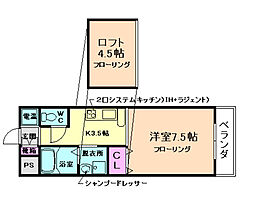 メゾンLaLa 1Kの間取図画像