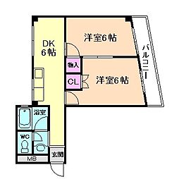 和田ビル 2DKの間取図画像