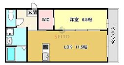 スィートテラス ルリエ 1LDKの間取図画像