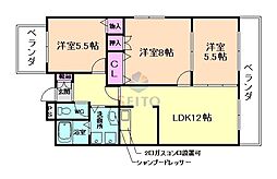 大阪モノレール本線 少路駅 徒歩11分の賃貸マンション 2階3LDKの間取り