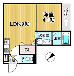 Bel Okamachi 1LDKの間取図画像