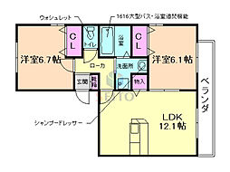 アメニティコート西泉丘 2LDKの間取図画像