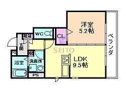 カーサひさなぎ 1LDKの間取図画像